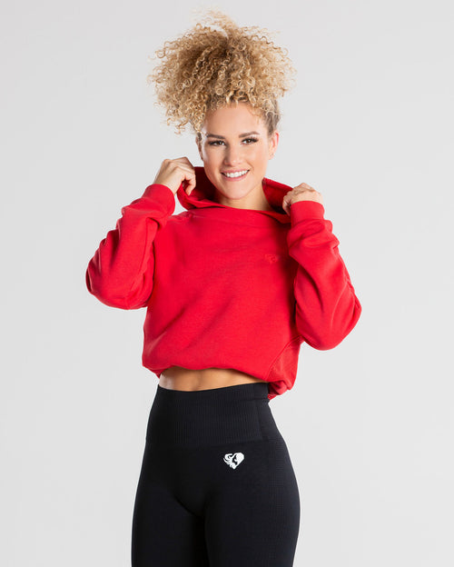 True Mesh Cropped Hoodie Red