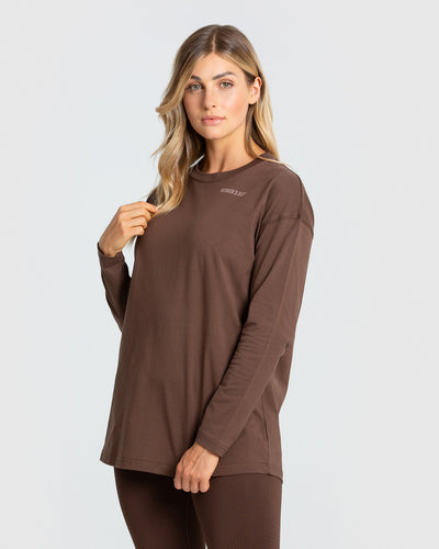 Comfort Oversized Long Sleeve T-Shirt | Walnut Brown