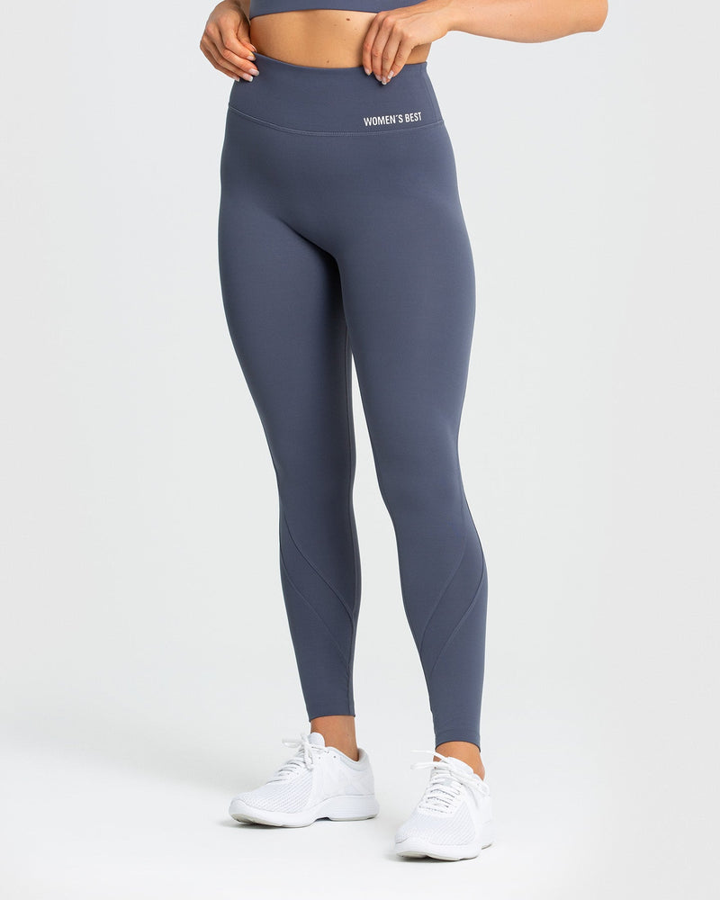 Women's figure-hugging running leggings (XS to 5XL - Large size) - blue/grey