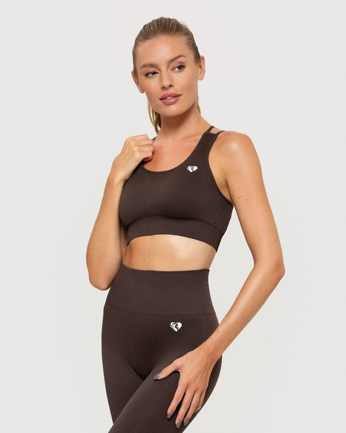 Power Seamless Sports Bra | Dark Oak