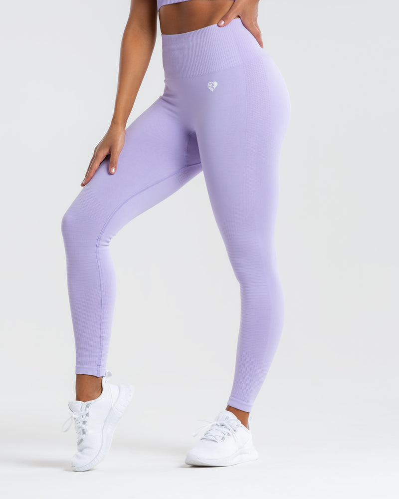Go Colors Women Solid Lilac Ribbed Leggings