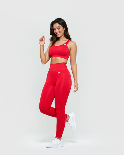 RQYYD Seamless Workout Set for Women Ribbed Raceback Sports Crop Tops High  Waist Yoga Leggings Outfits 2 Piece Solid Color Yoga Set Watermelon Red M 