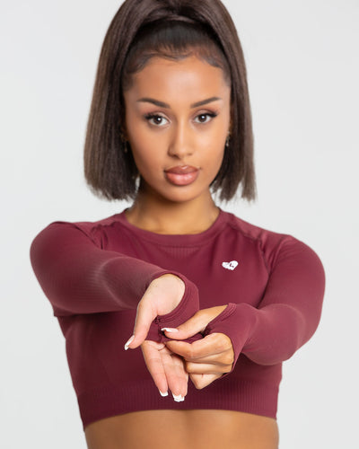 Move Seamless Long Sleeve Crop Top - Red Marl