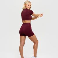 Power Seamless Short Sleeve Crop Top | Dark Cherry