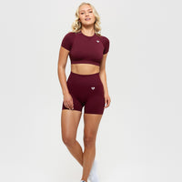 Power Seamless Short Sleeve Crop Top | Dark Cherry