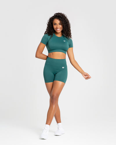 Power Seamless Short Sleeve Crop Top Forest Green Women s Best