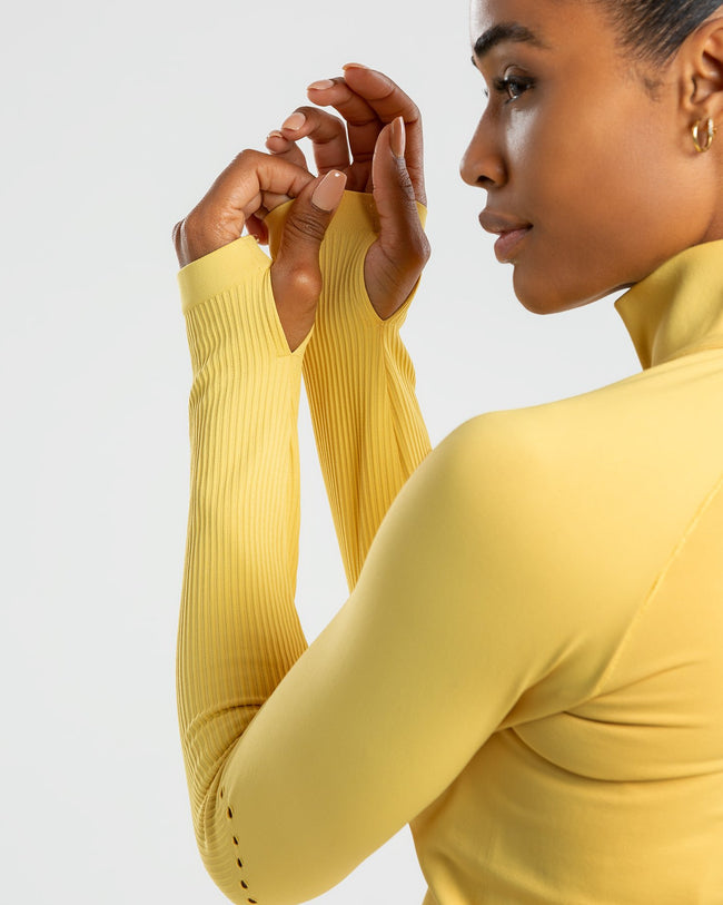 Renew Seamless Long Sleeve Top - Dried Yellow | Women's Best