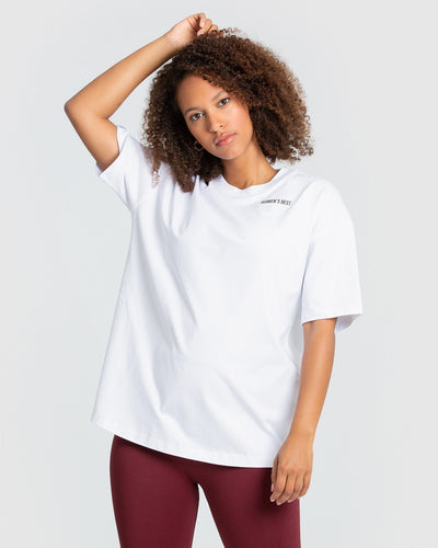 Women's Oversized T-Shirt – Boyfriend Fit, Short Sleeve, Summer Basic Top (Ro-white, XX-Large)